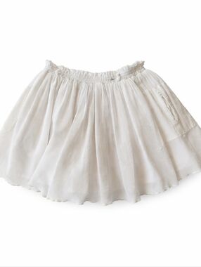 Mango Kids White Cotton Skirt Elastic Waist Pockets Size 12